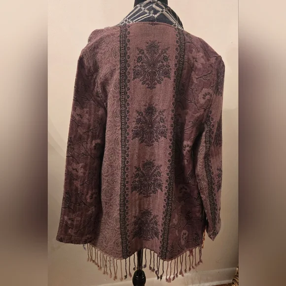 Soft Surroundings Juliette Sweater Boho Fringe Wool Flowy Colorful Embroidered - Picture 5 of 12